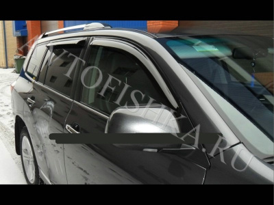 Дефлекторы боковых окон 4 части темные Toyota Highlander 2010-2013
